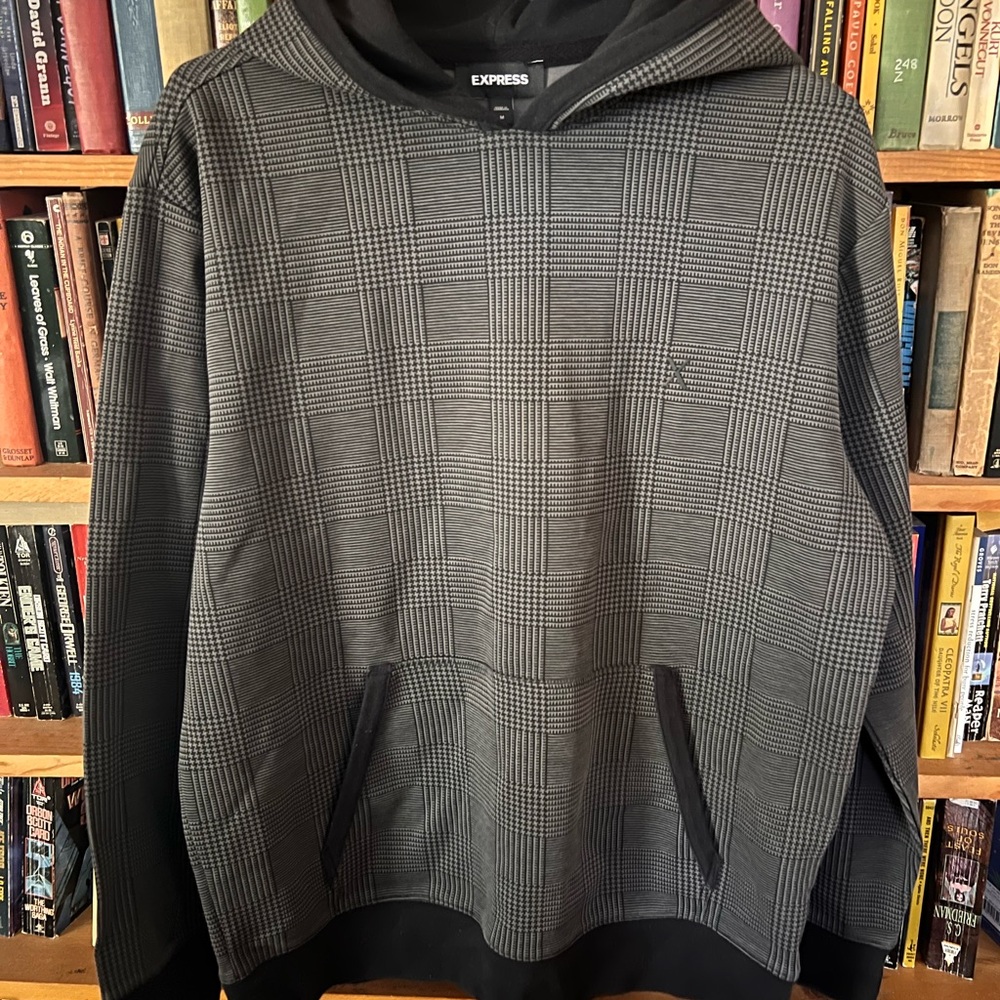 Express Gray Checkered Hoodie